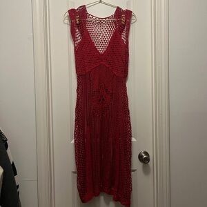 Vintage Berry Crochet Midi Dress